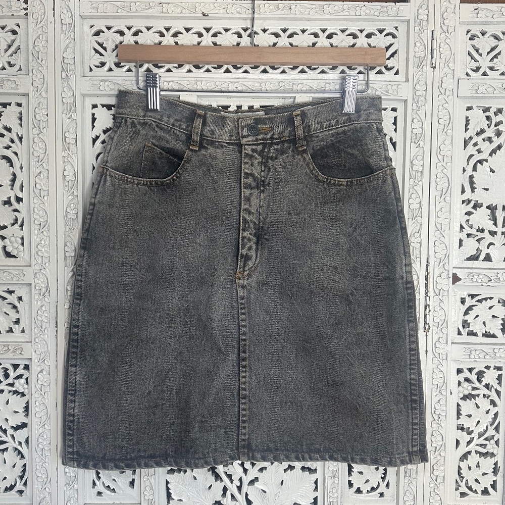 Vintage 80's/90's Acid Wash Grunge High Waisted Retro Denim Skirt‎ Size 6